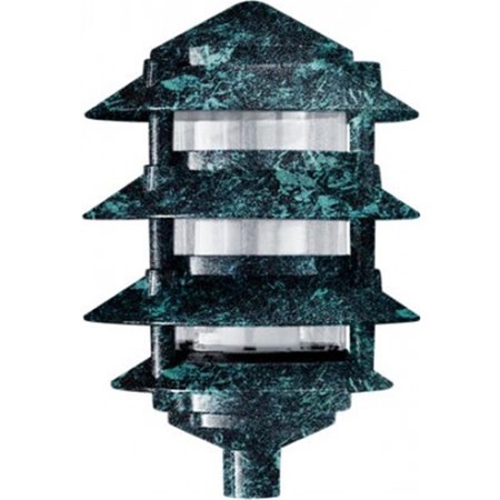 FEELTHEGLOW 6 x 3 in. 120V Incandescent Four Tier Pagoda Light - Verde Green FE2563283